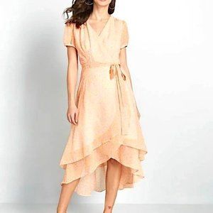 Betsey Johnson Call Of The Wild Pink Pastel Leopard Print Chiffon Wrap Dress